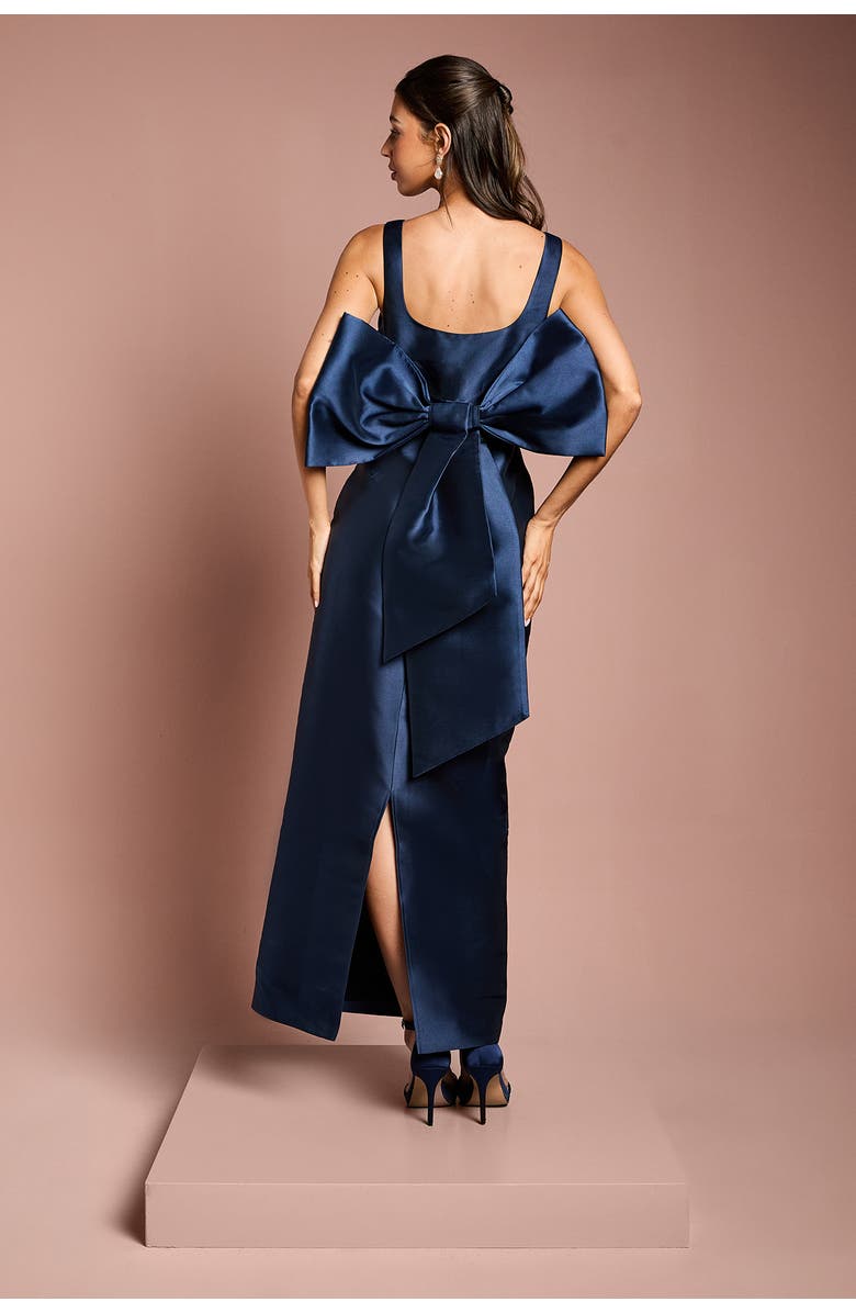 Coast Twill Sleeveless Column Bow Back Dress, Alternate, color, Navy