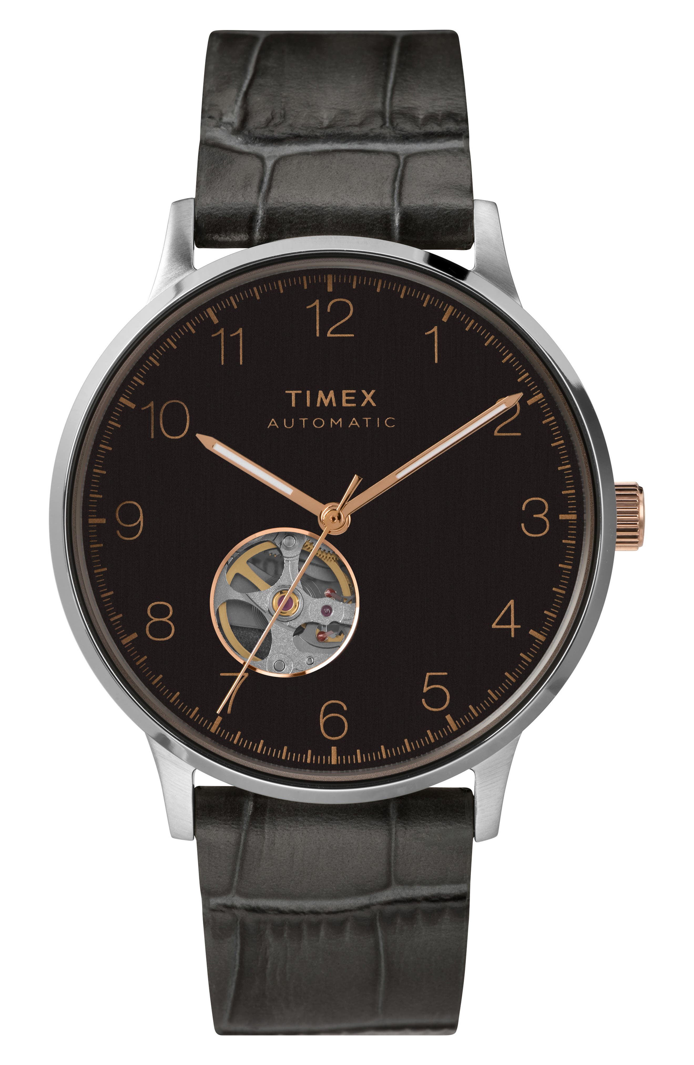 Timex® Waterbury Automatic Leather Strap Watch, 40mm | Nordstrom