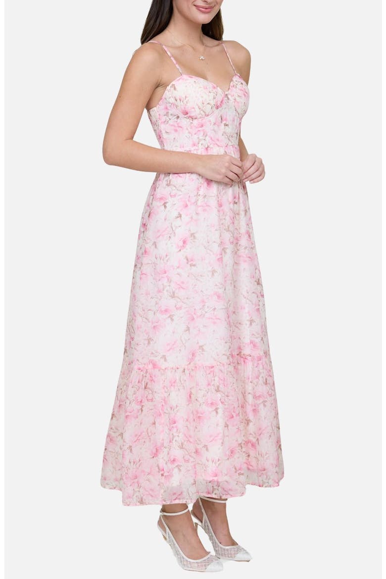 Floral Print Chiffon Party Dress, Alternate, color, PINK MULTI