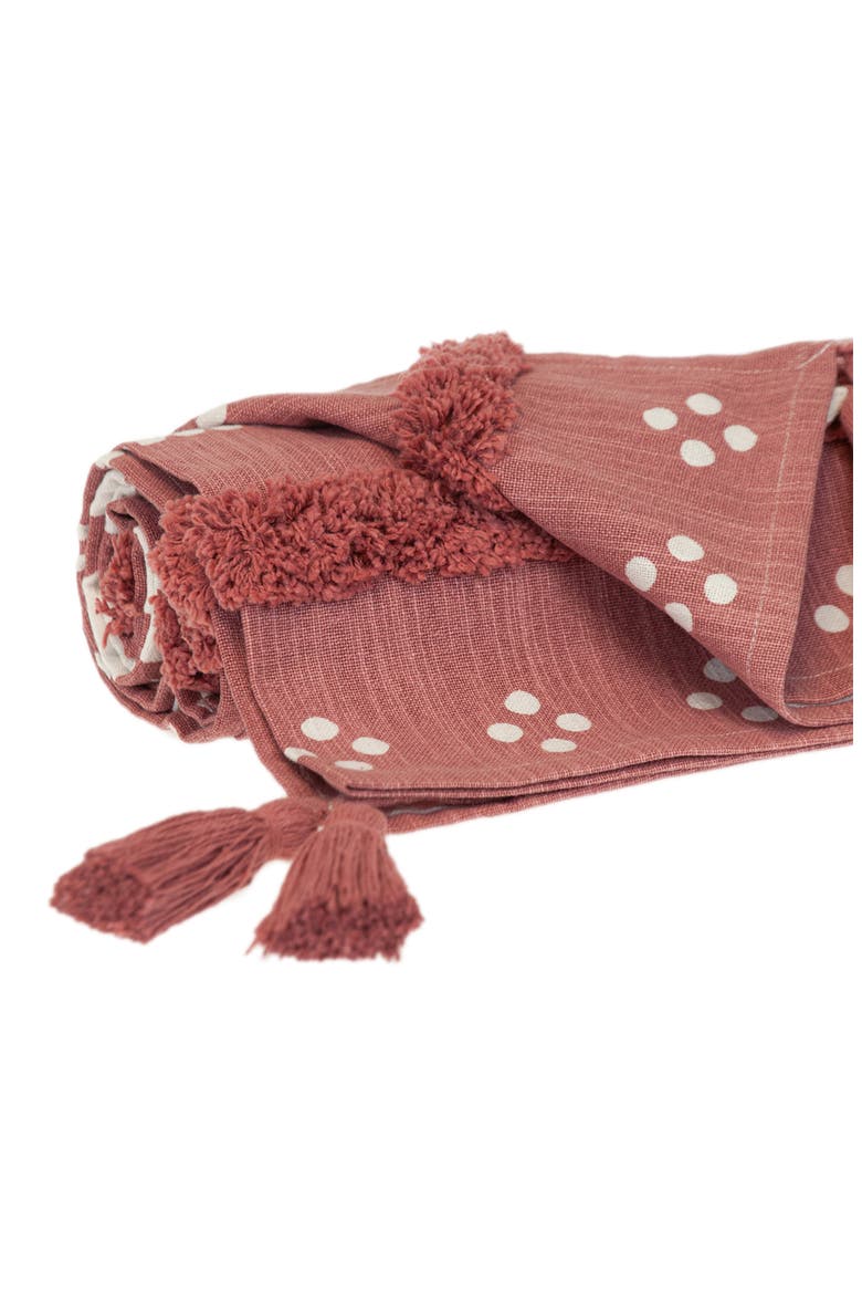 Niko Geometric Tassel Trim Throw Blanket, Alternate, color, PINK