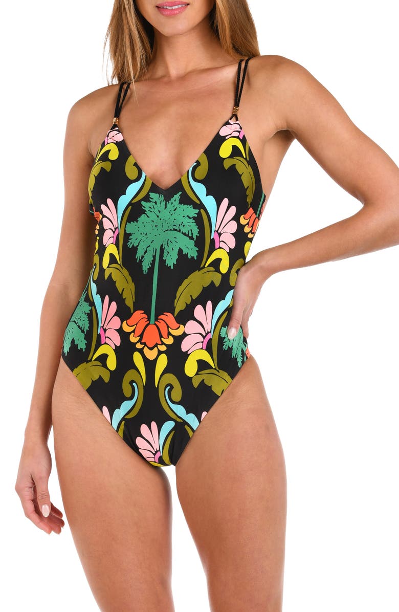 Sunshine 79 Mirage Plunge One-Piece Swimsuit, Main, color, Black Multi