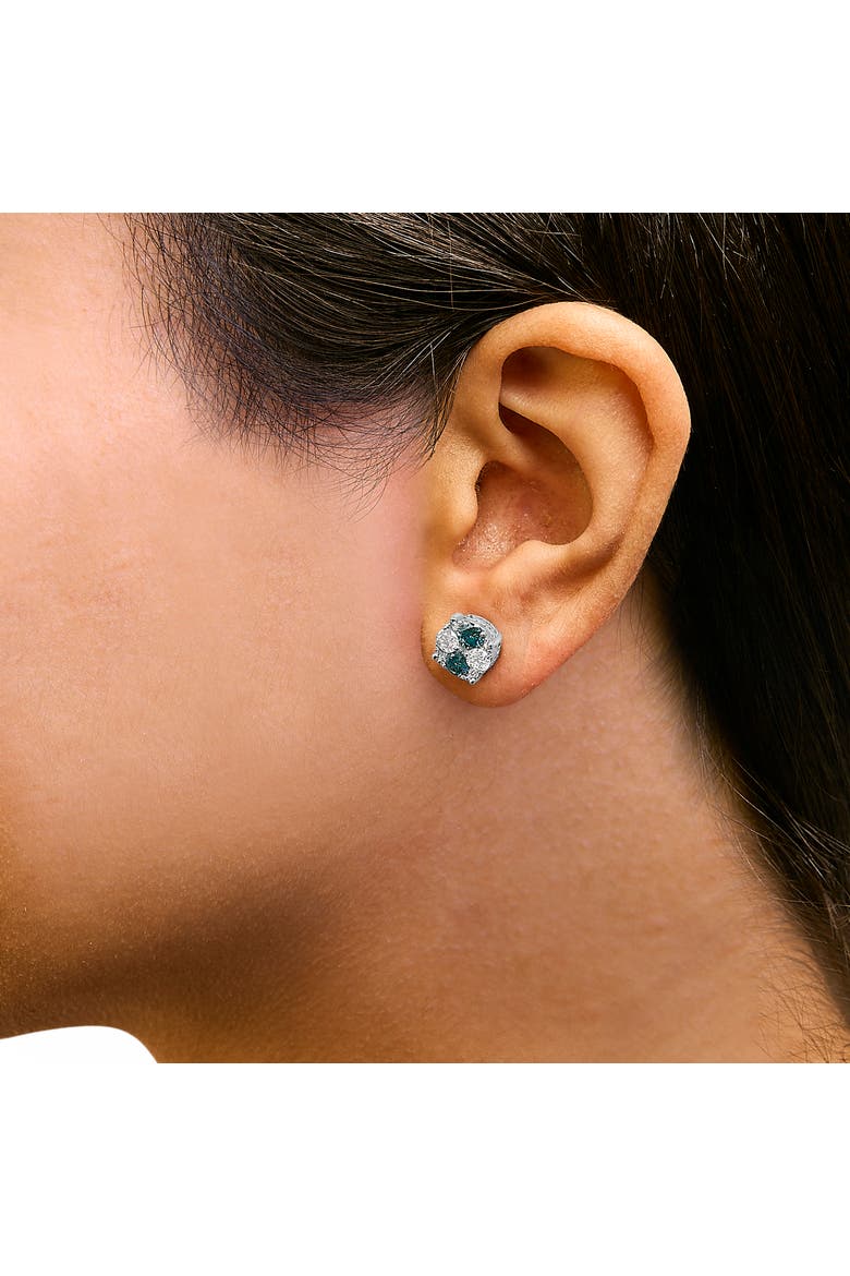 Silver 2.0 Cttw Blue Diamond Composite Cluster Stud Earring, Alternate, color, Silver