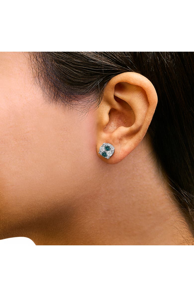 Haus of Brilliance Silver 2.0 Cttw Blue Diamond Composite Cluster Stud Earring, Alternate, color, Silver