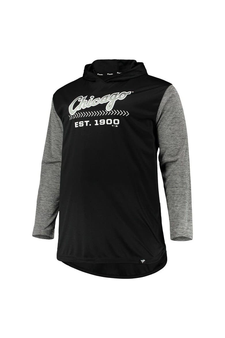Men's Black/Heathered Gray Chicago White Sox Big & Tall Wordmark Club Pullover Hoodie, Alternate, color, Black