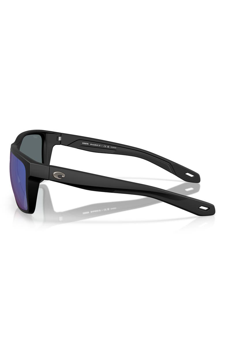 Costa Del Mar Broadbill II 58mm Polarized Rectangular Sunglasses, Alternate, color, Matte Black/ Bright Blue