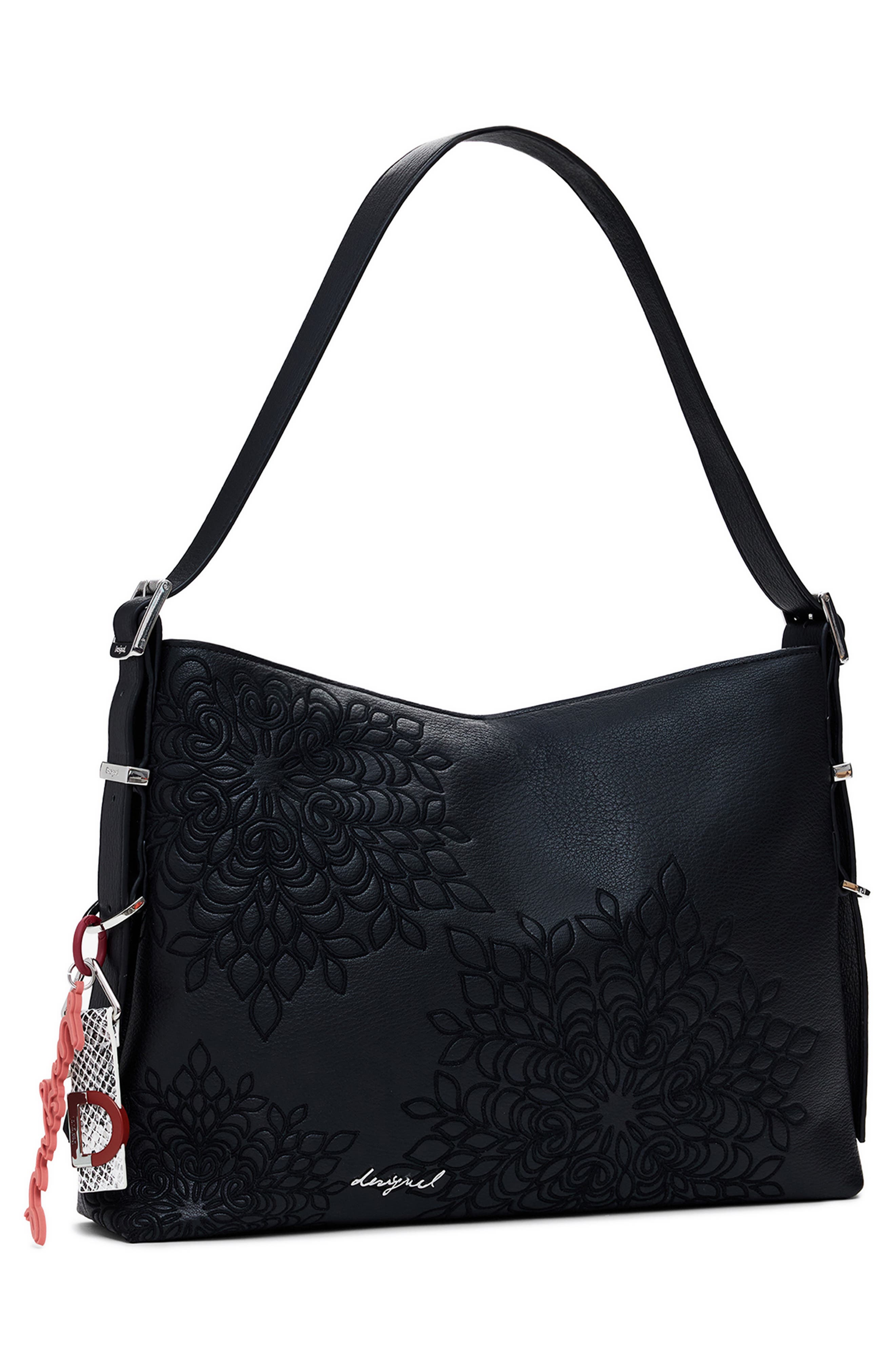 Desigual Faux Leather Shoulder Bag, Alternate, color, Black