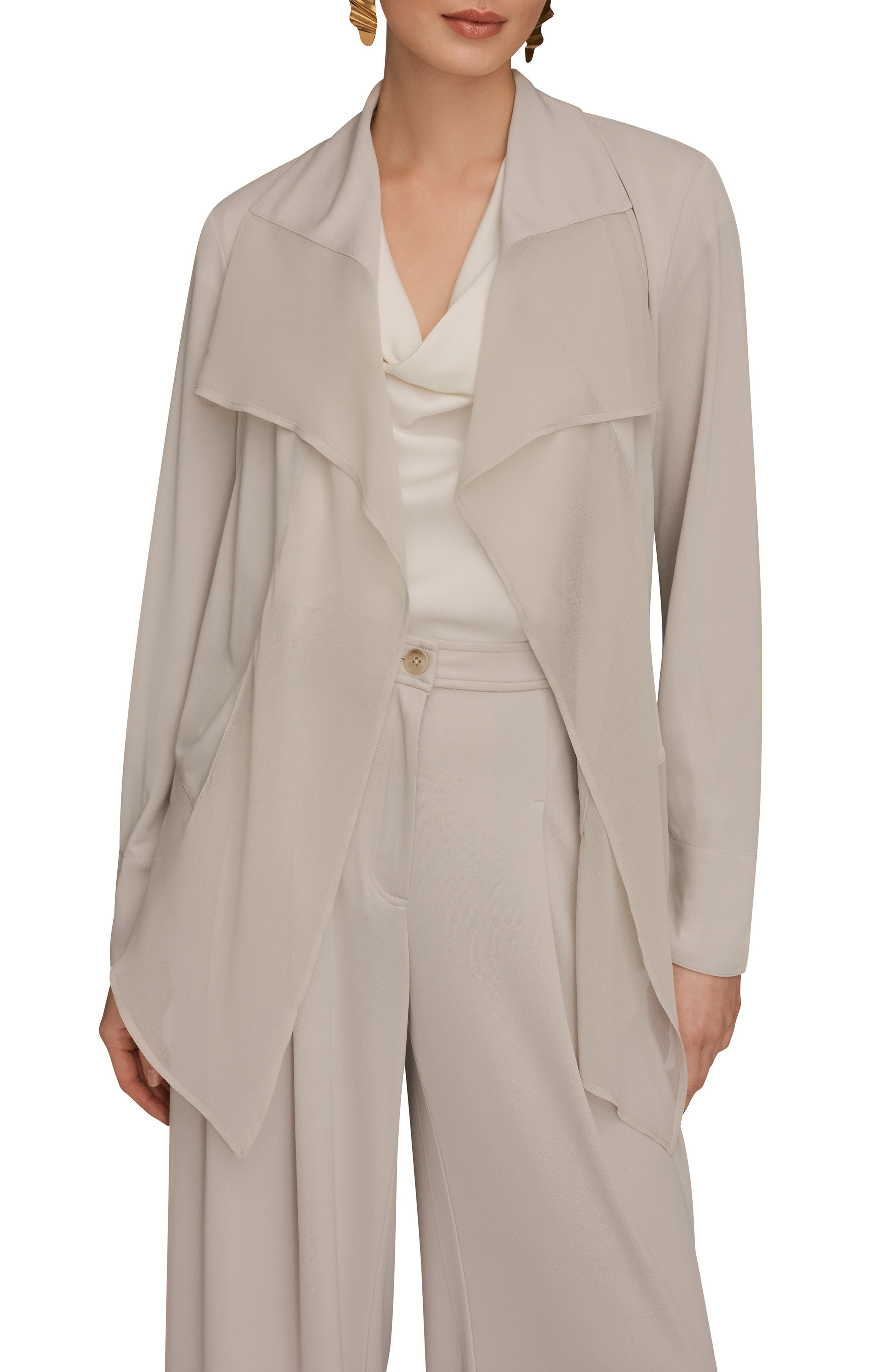 Donna Karan New York Mixed Media Open Front Jacket (Women) | Nordstrom