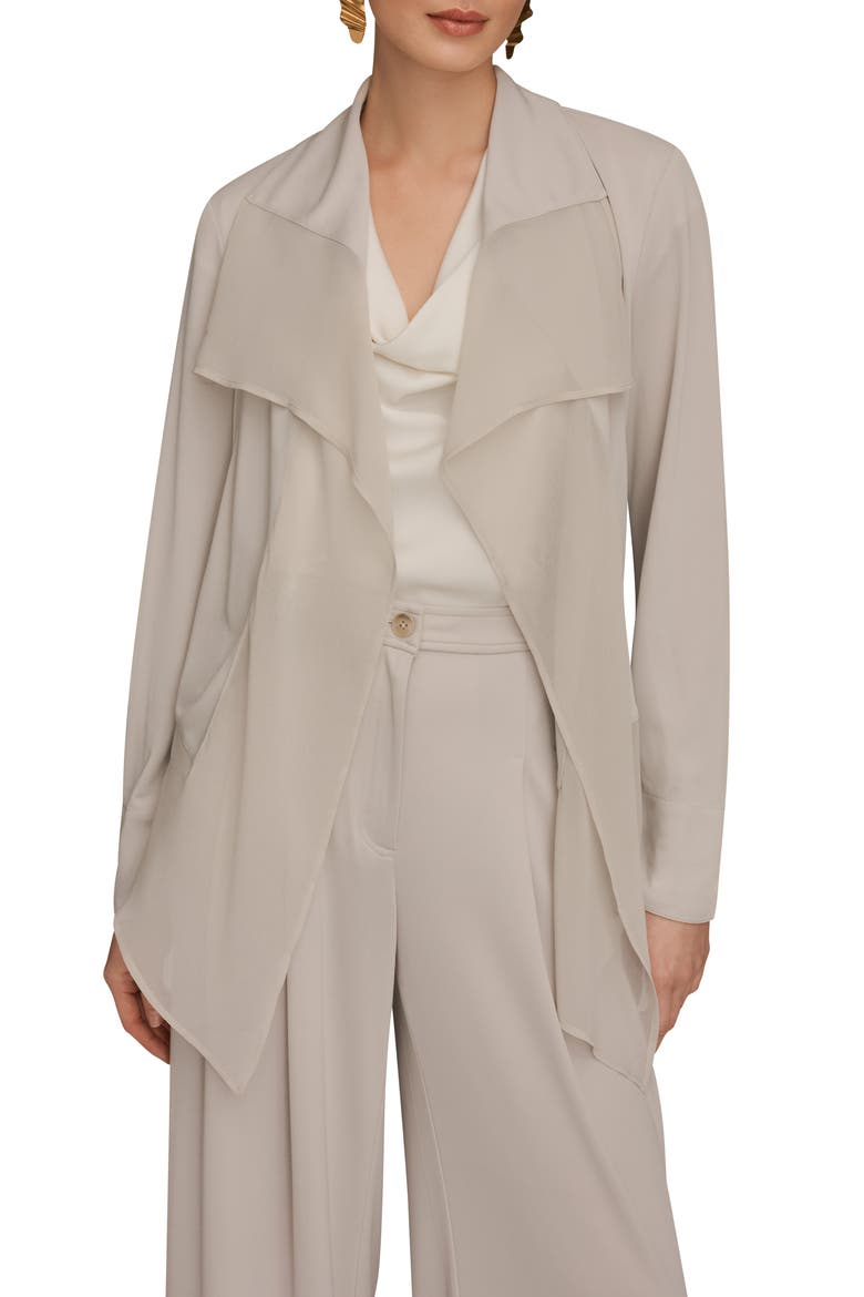 Mixed Media Open Front Jacket, Main, color, TUSCAN GREY