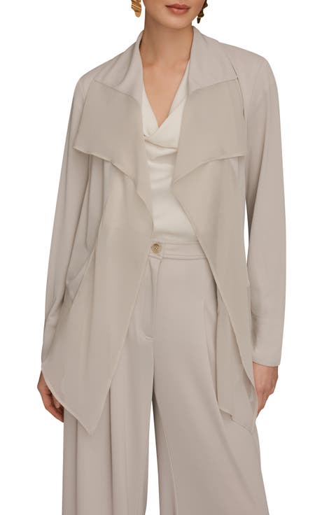 Mixed Media Open Front Jacket