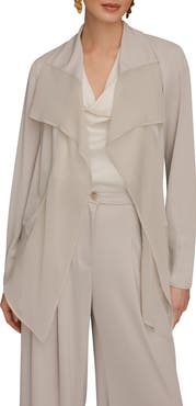 Donna Karan New York Mixed Media Open Front Jacket
