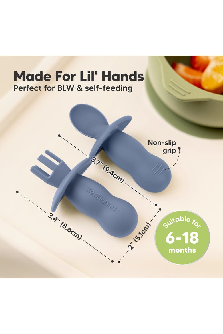 2-Sets Prep Baby Spoons & Forks Set, Alternate, color, Slate
