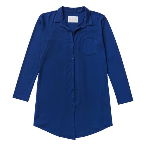 The Cat's Pajamas Pima Knit Night Shirt In Blue