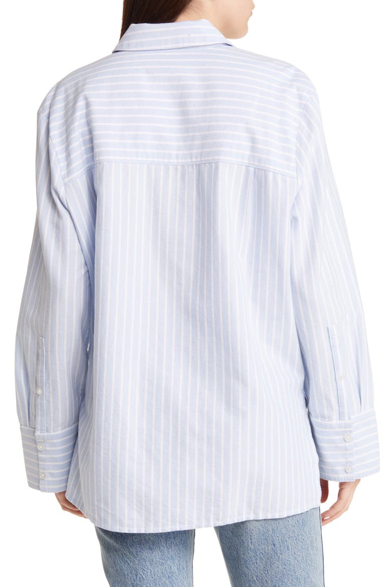 Oversize Stripe Poplin Button-Up Shirt, Alternate, color, BLUE- WHITE STRIPE