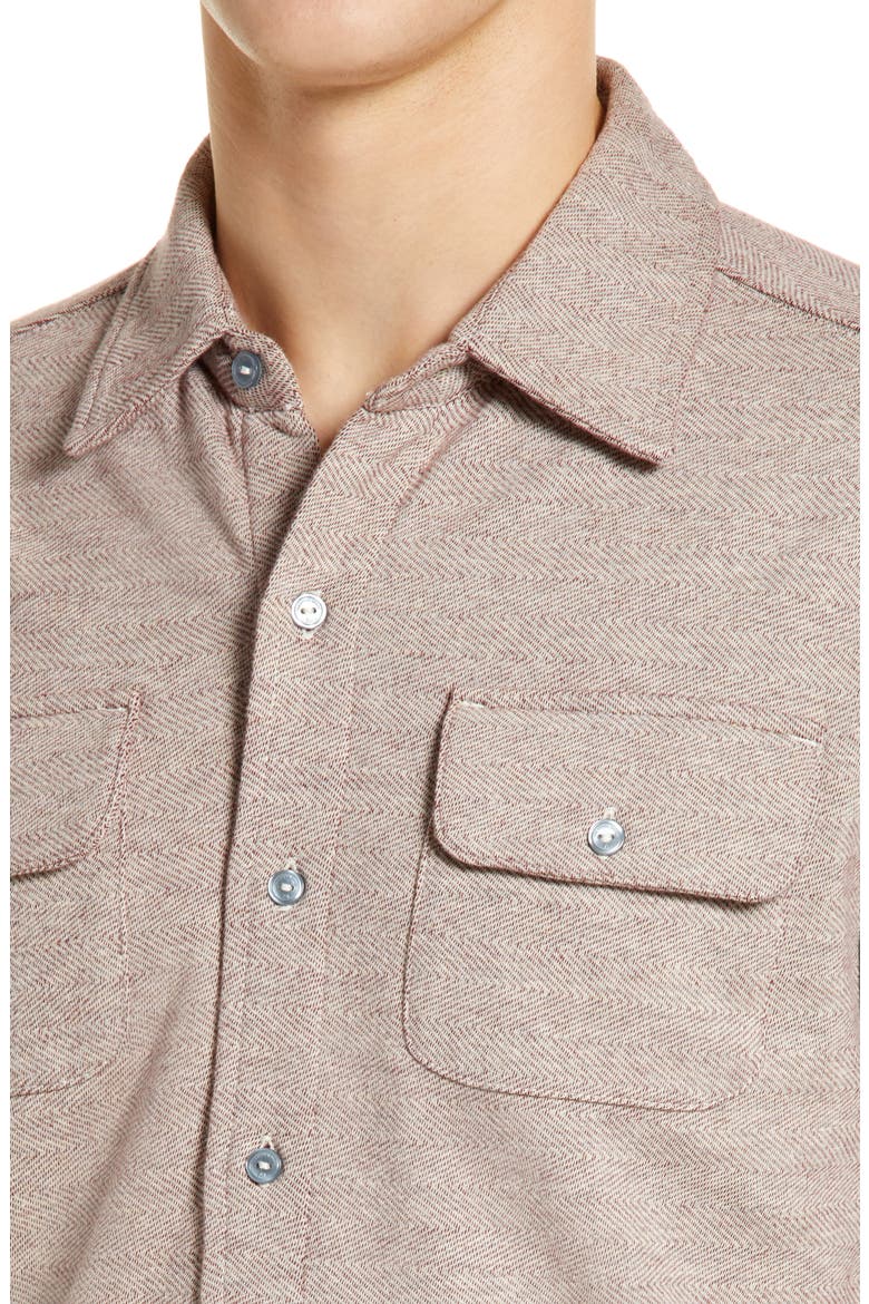 Textured Knit Long Sleeve Button-Up Shirt, Alternate, color, OXBLOOD