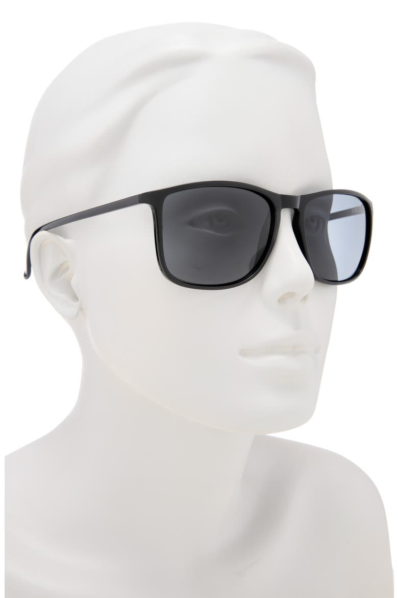 56mm Polarized Square Sunglasses, Alternate, color, BLACK