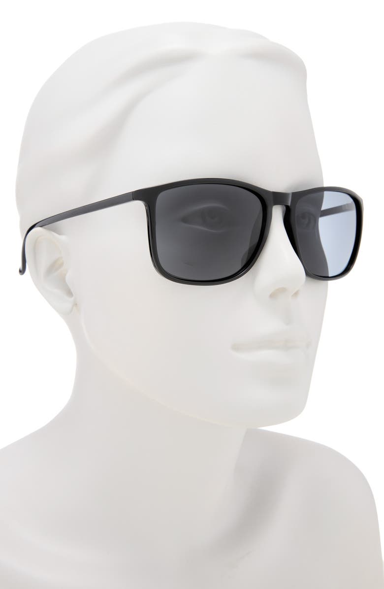 Cole Haan 56mm Polarized Square Sunglasses, Alternate, color, Black