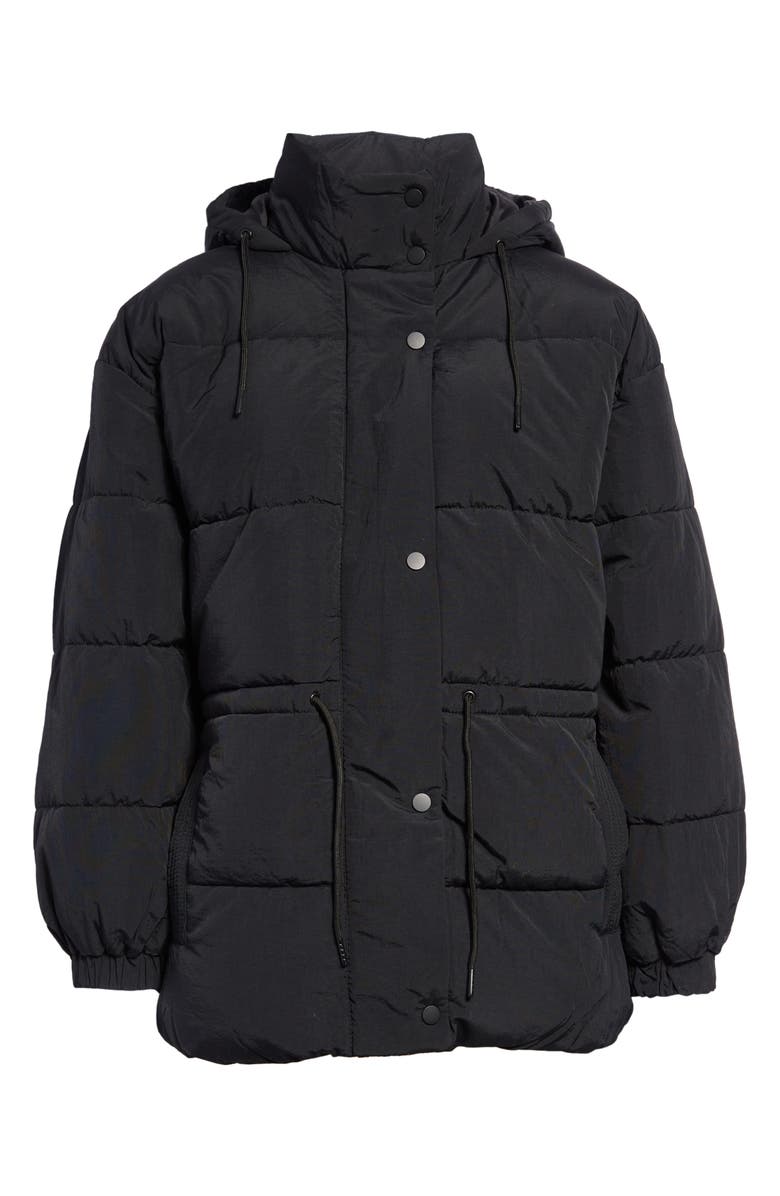 Topshop Tie Waist Puffer Coat, Main, color,