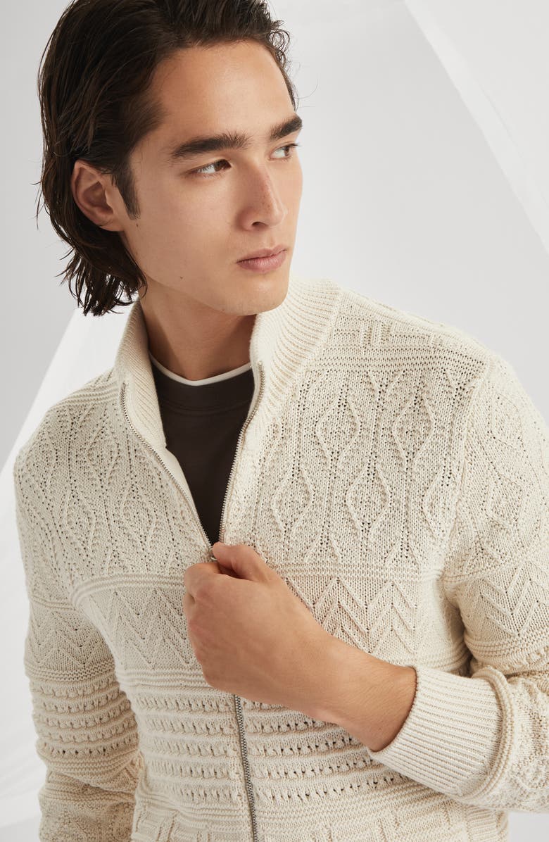 Brunello Cucinelli Zip-front cardigan, Alternate, color, 