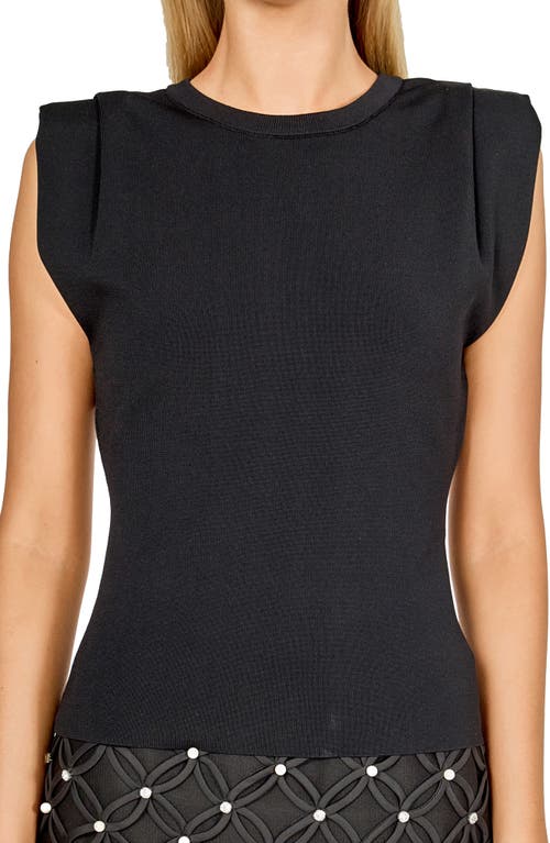 Endless Rose Pleated Shoulder Knit Top In Black