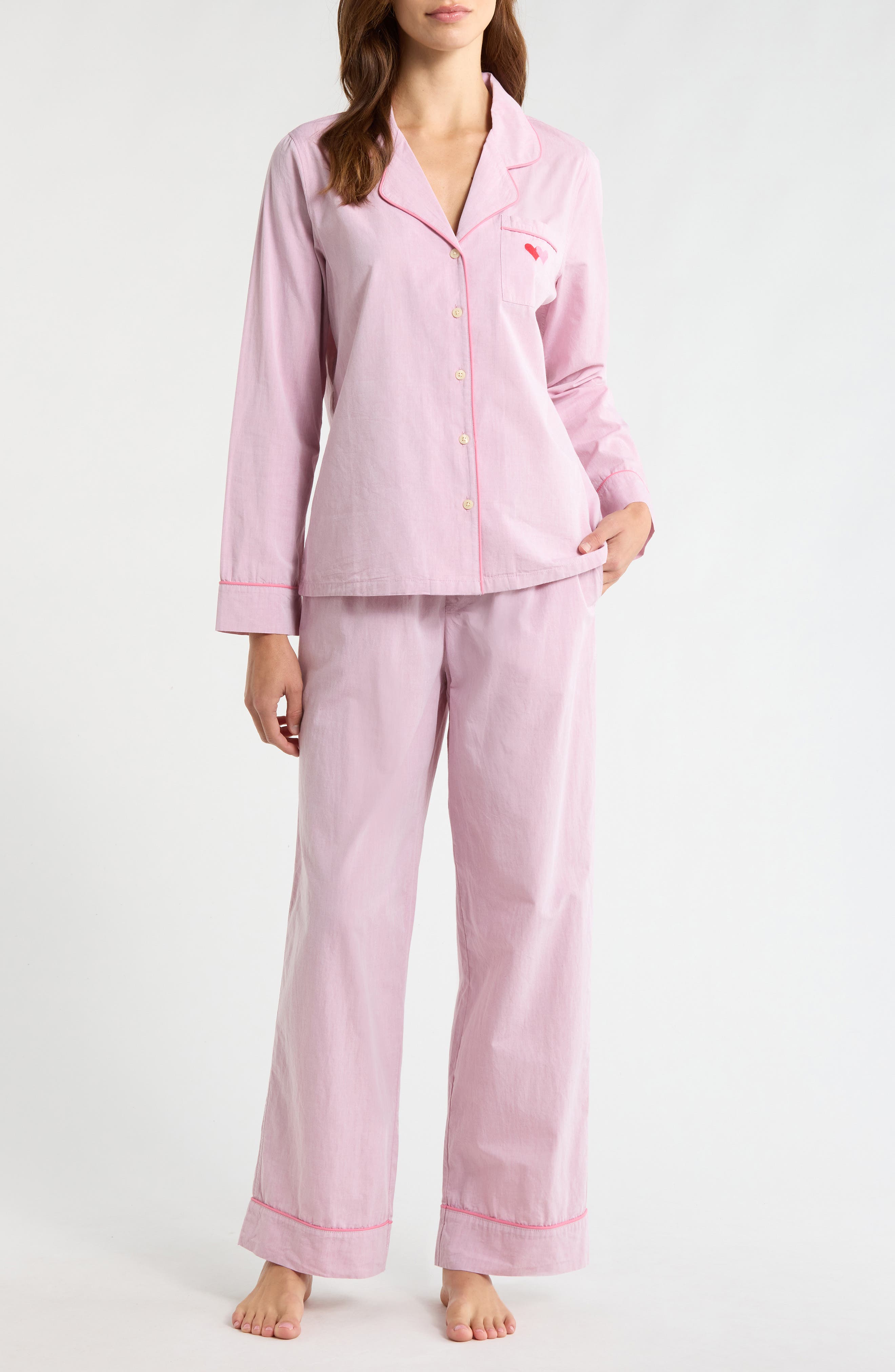 PINK CHAMBRAY DOUBLE HEARTS
