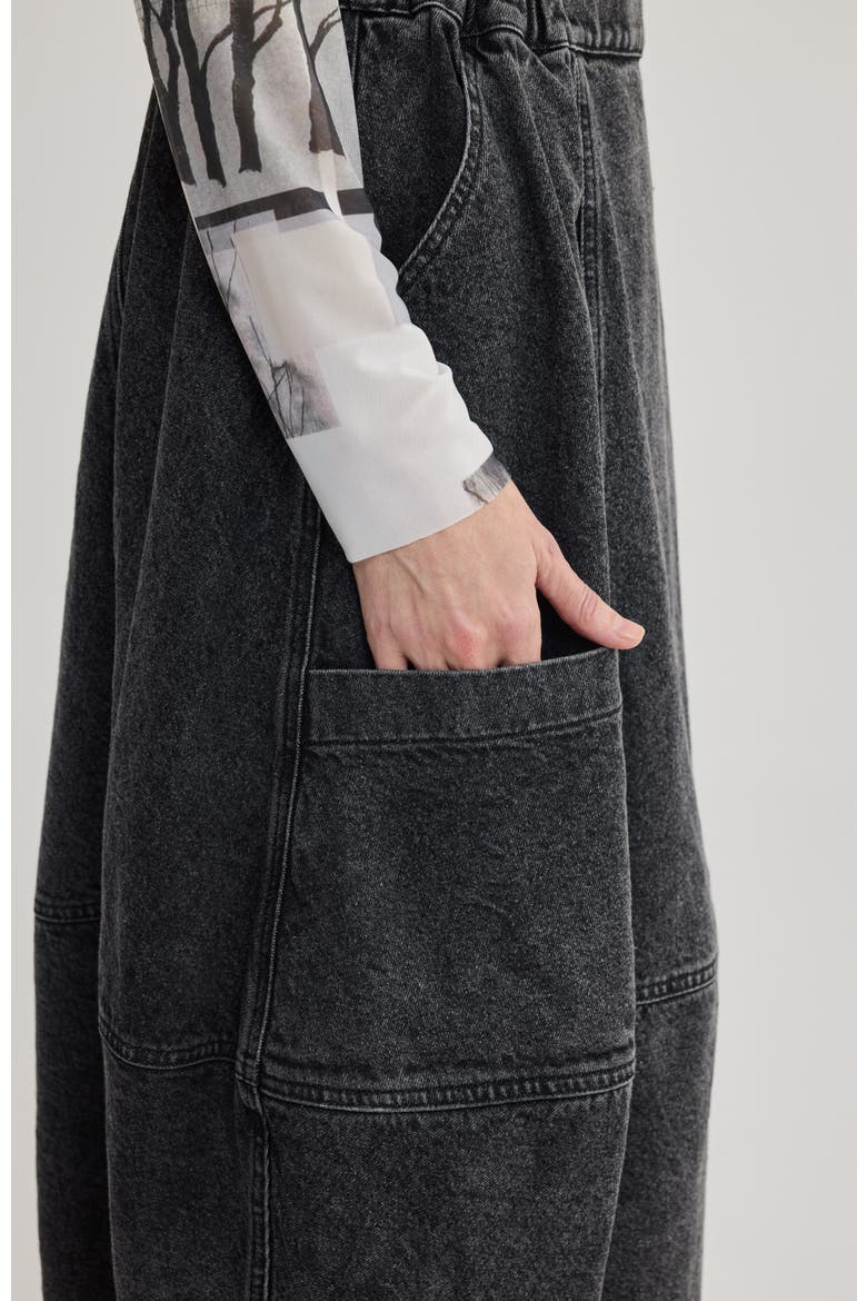 Noa Balloon Denim Skirt, Alternate, color, Black
