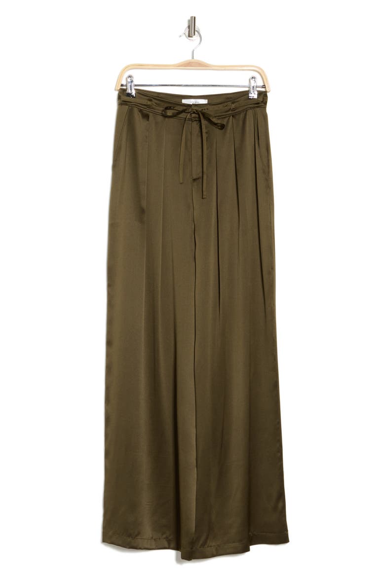 High Waist Wide Leg Silk Pants, Alternate, color, RICH MILITARY