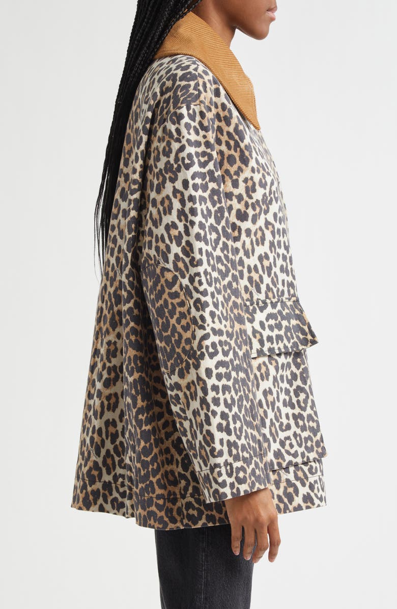 Ganni Printed Canvas Jacket, Alternate, color, Almond Milk