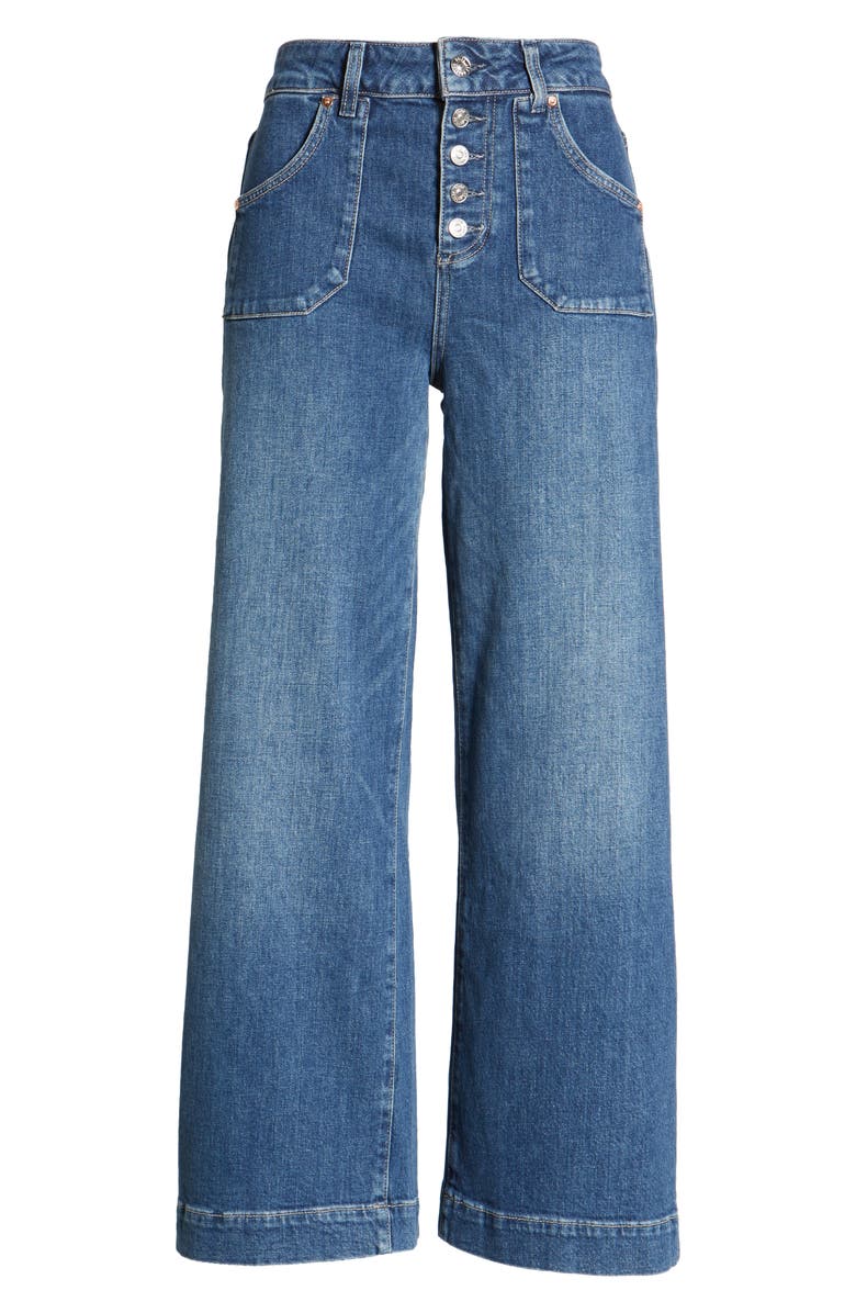 PAIGE Anessa High Waist Button Fly Wide Leg Jeans, Alternate, color, 