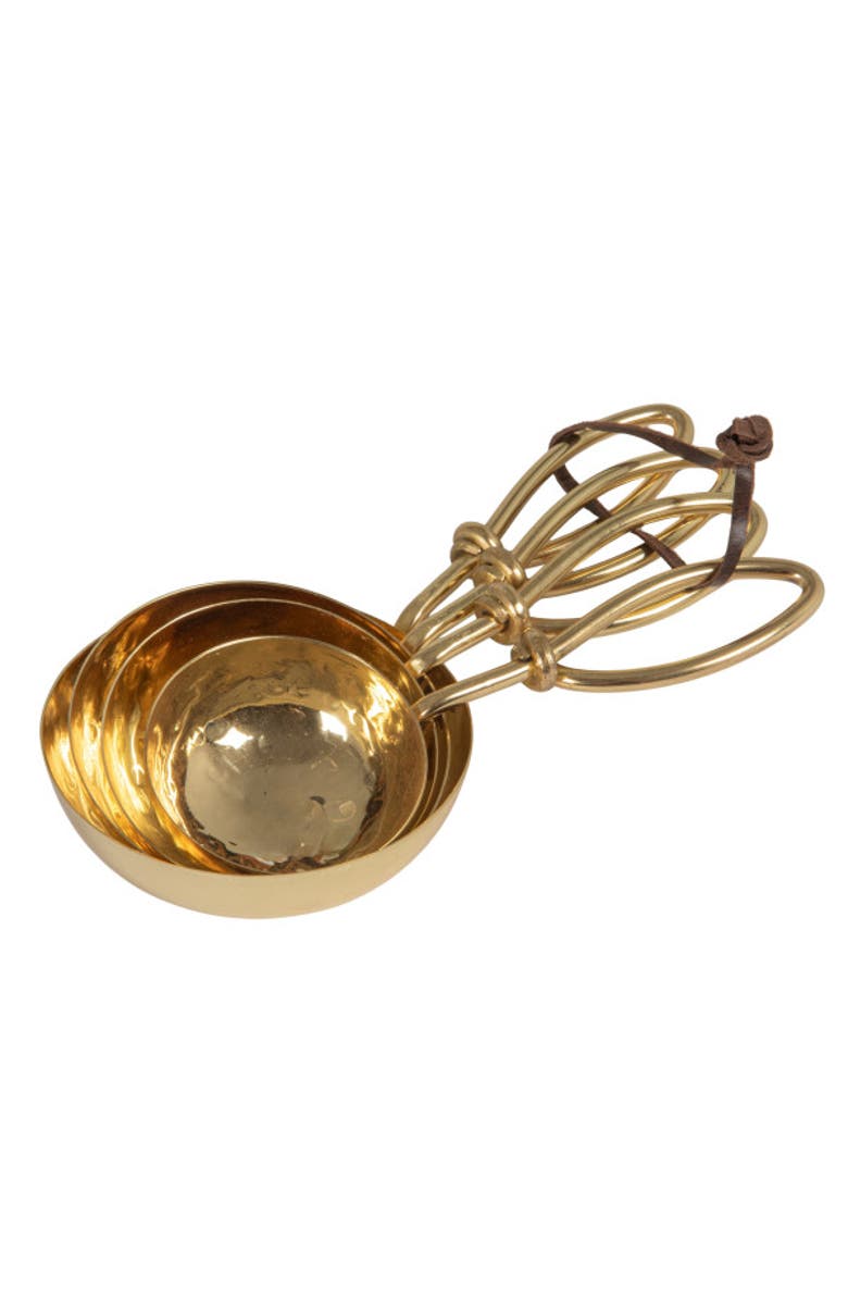 Storied Home Set of 4 Hammered Stainless Steel Scoops, Gold Finish, Alternate, color, Brass