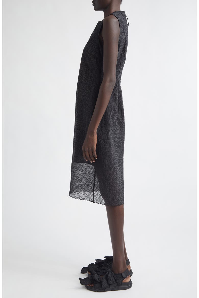 Devin Windflower Embroidered Organza Sheath Dress, Alternate, color, BLACK