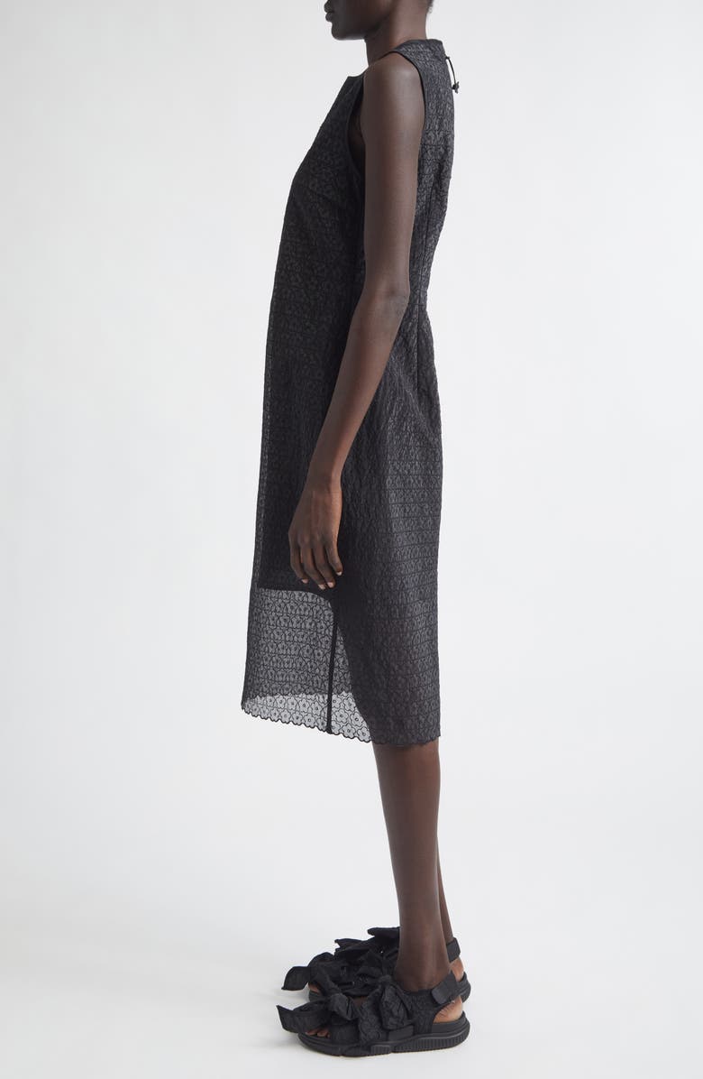 Cecilie Bahnsen Devin Windflower Embroidered Organza Sheath Dress, Alternate, color, Black