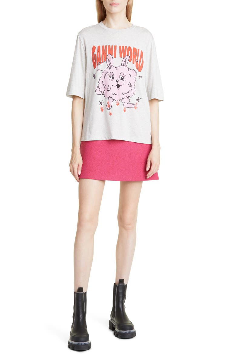 Twill Wool Blend Miniskirt, Alternate, color, FIERY RED