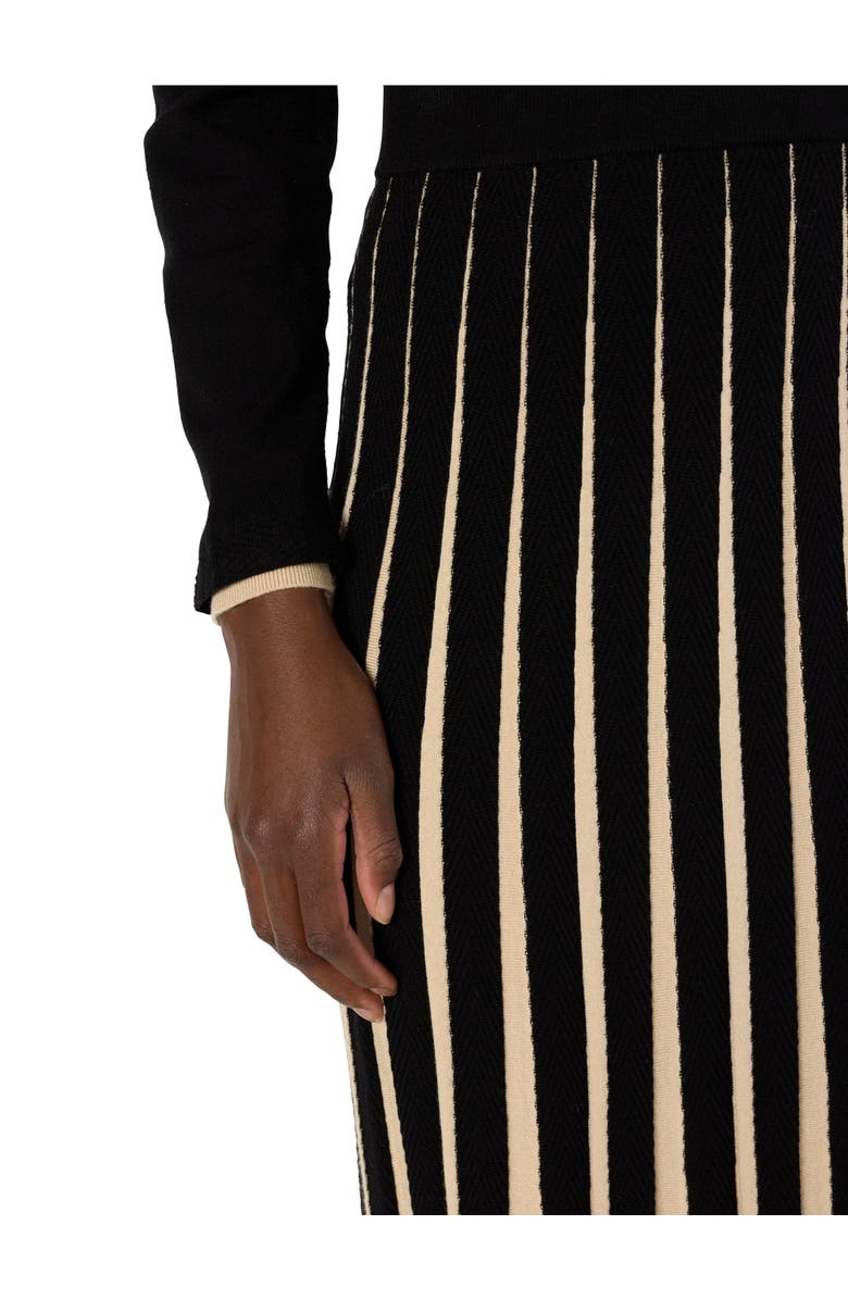 GERARD DAREL Bibiane Two Tone Pleated Knit Midi Skirt, Alternate, color, Black