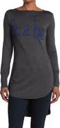 GO COUTURE Graphic Boat Neck Top
