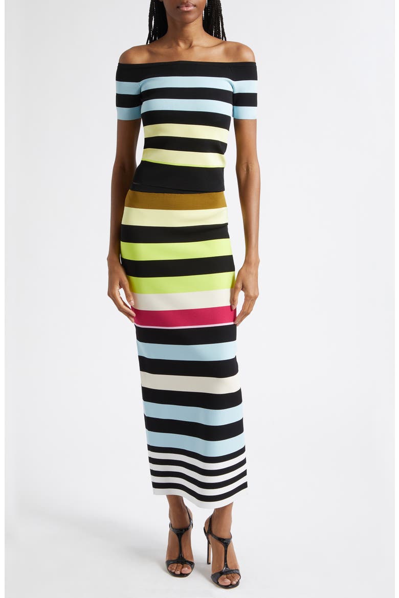 Stripe Milano Stitch Sweater Skirt, Alternate, color, NEW SULPHUR MULTI