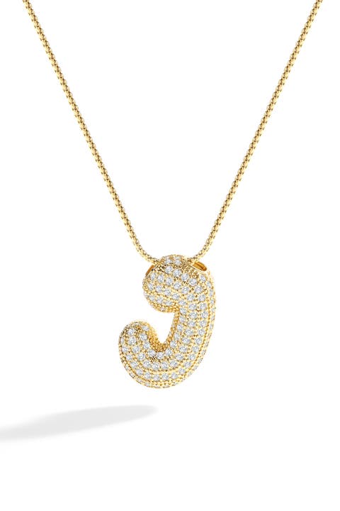 Pave Bubble Initial Necklace