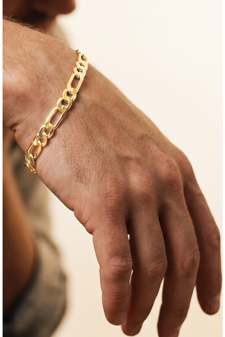 Men's Figaro Chain Bracelet, Alternate, color, GOLD