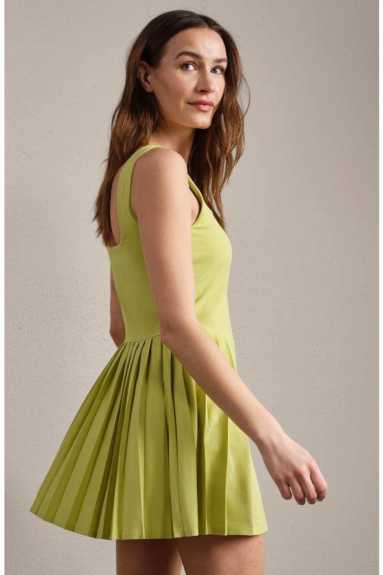 Rally Pleated UPF 50+ Minidress, Alternate, color, CITRON GREEN