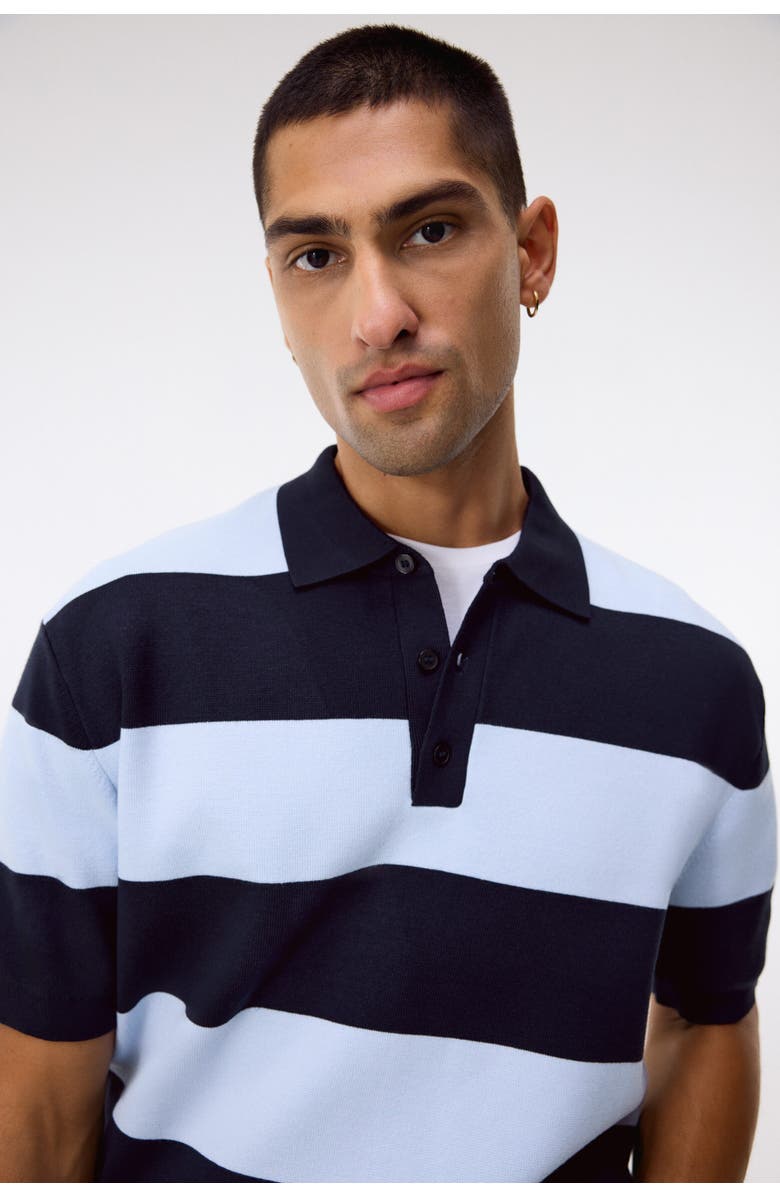 H&M Regular Fit Polo Shirt, Alternate, color, Navy Blue/Striped