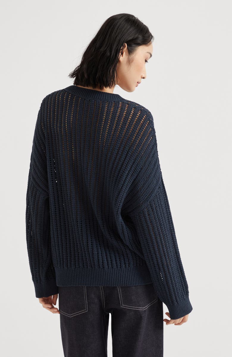 Brunello Cucinelli Ribbed openwork sweater, Alternate, color, 
