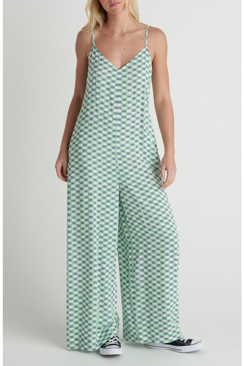 Venice Check Jumpsuit, Main, color, WINDWARD BLUE