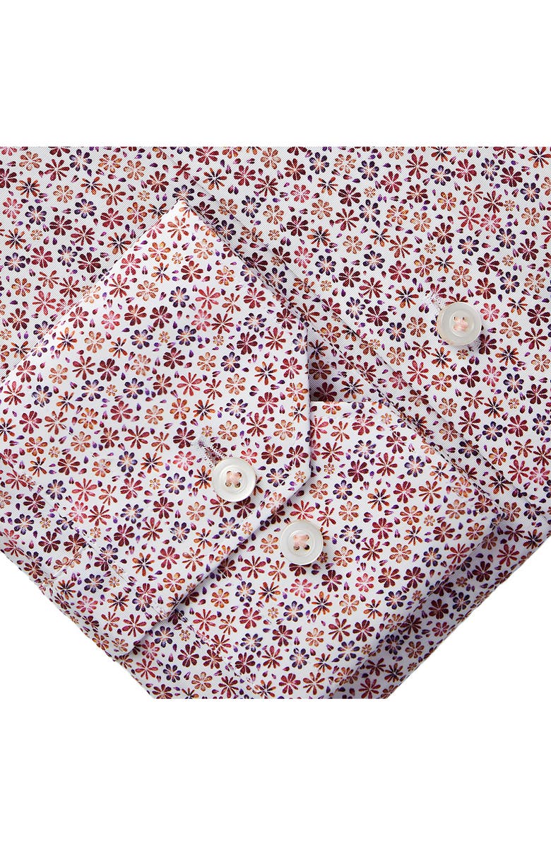 Emanuel Berg Modern Fit Floral Stretch Cotton Dress Shirt, Alternate, color, Red