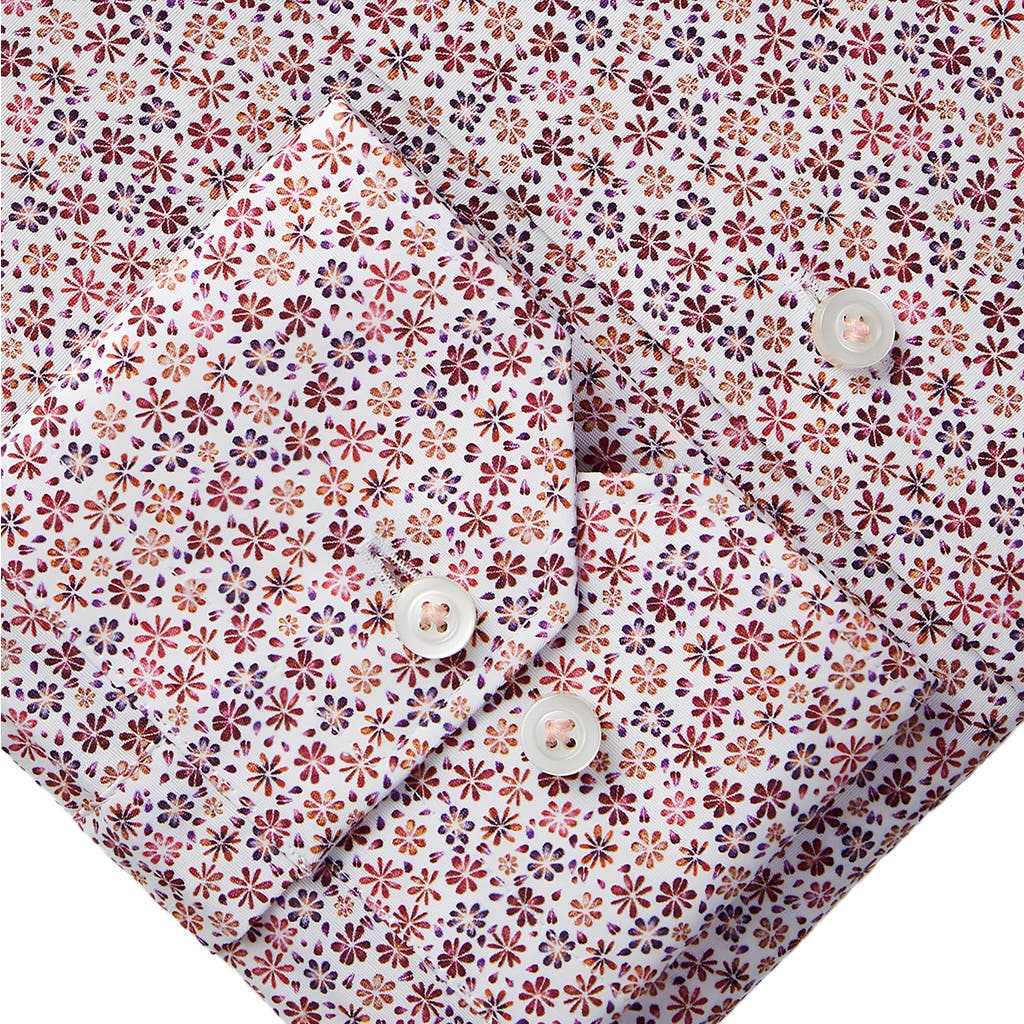 Emanuel Berg Modern Fit Floral Stretch Cotton Dress Shirt In Red
