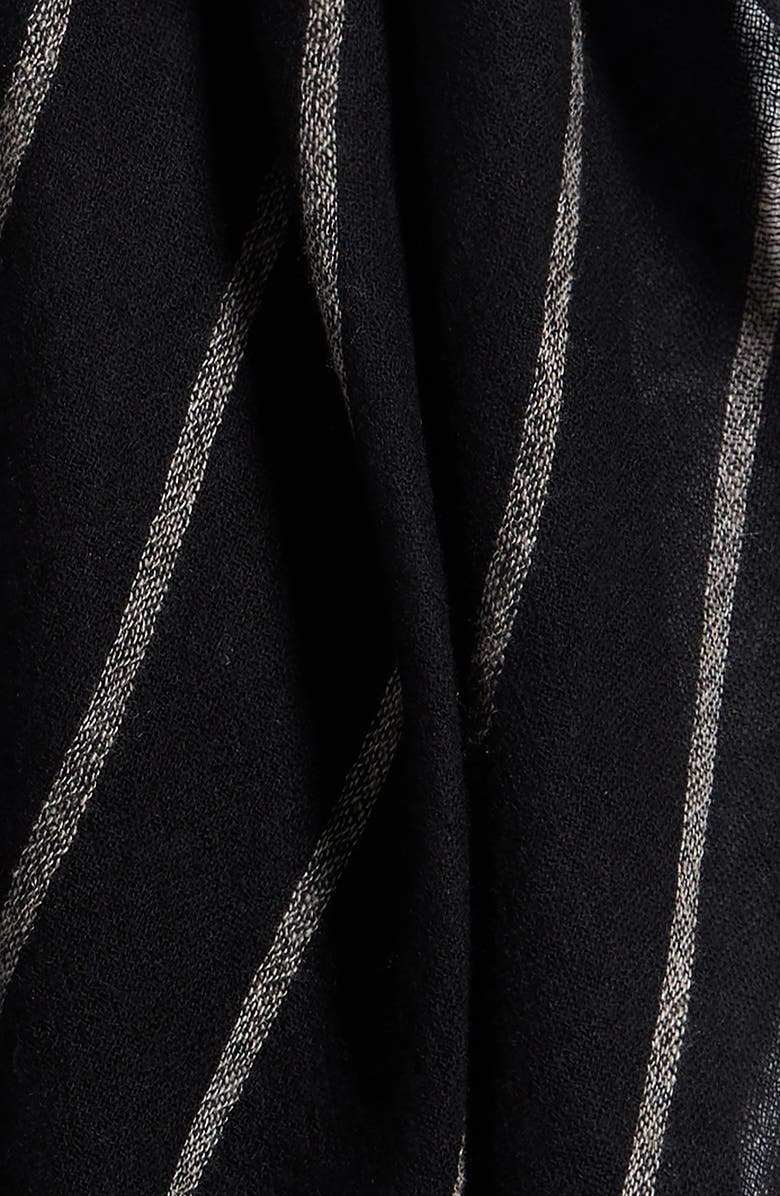 Nordstrom Stripe Cashmere Scarf, Alternate, color, Black- Oatmeal Combo