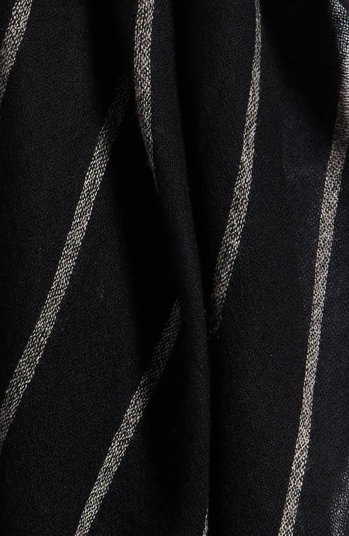 Nordstrom Stripe Cashmere Scarf In Black- Oatmeal Combo