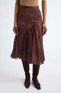 Etro Paisley Print Asymmetric Silk Skirt