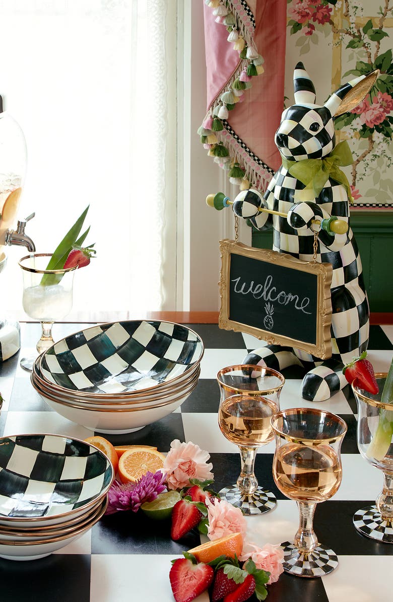 MACKENZIE CHILDS Courtly Check Menu Rabbit, Alternate, color, Black/ White