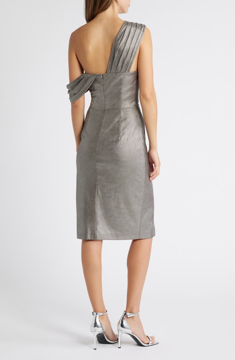 Black Halo Evelina Metallic Off the Shoulder Sheath Dress, Alternate, color, 
