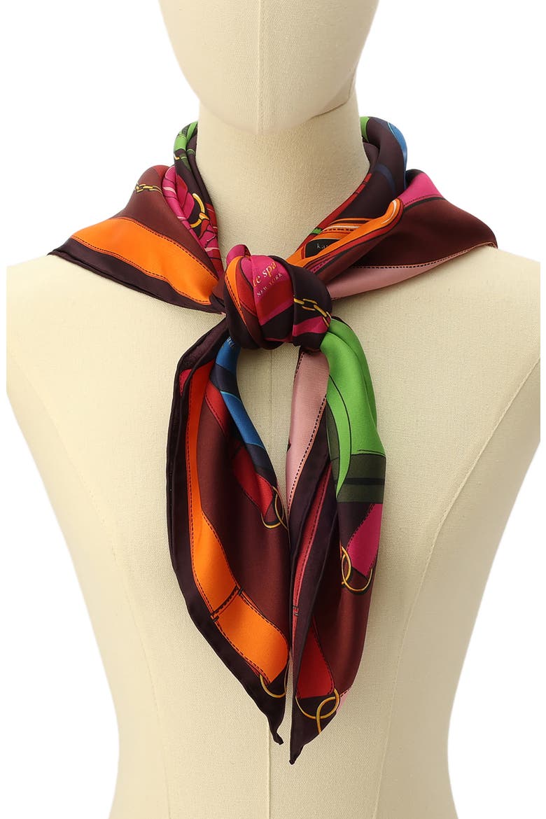 bag print square silk bandana scarf, Alternate, color, RED MULTI