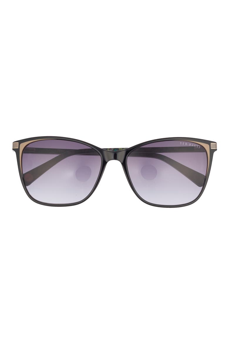 57mm Gradient Square Sunglasses, Main, color, BLACK
